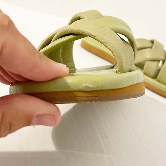Madewell Leeandra Leather Sandals Slides Size 8 Puffy Cloud Straps Pistachio - Picture 7 of 7